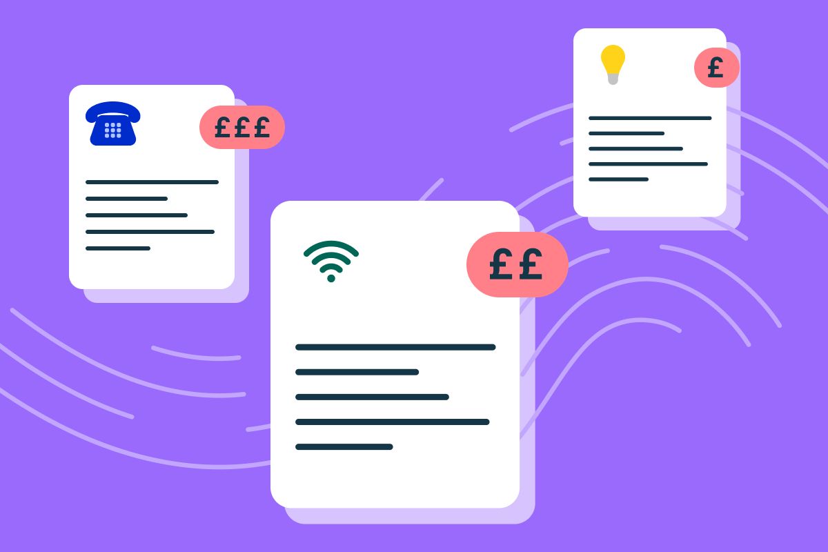 an illustration of household utility bills being lowered by Plum
